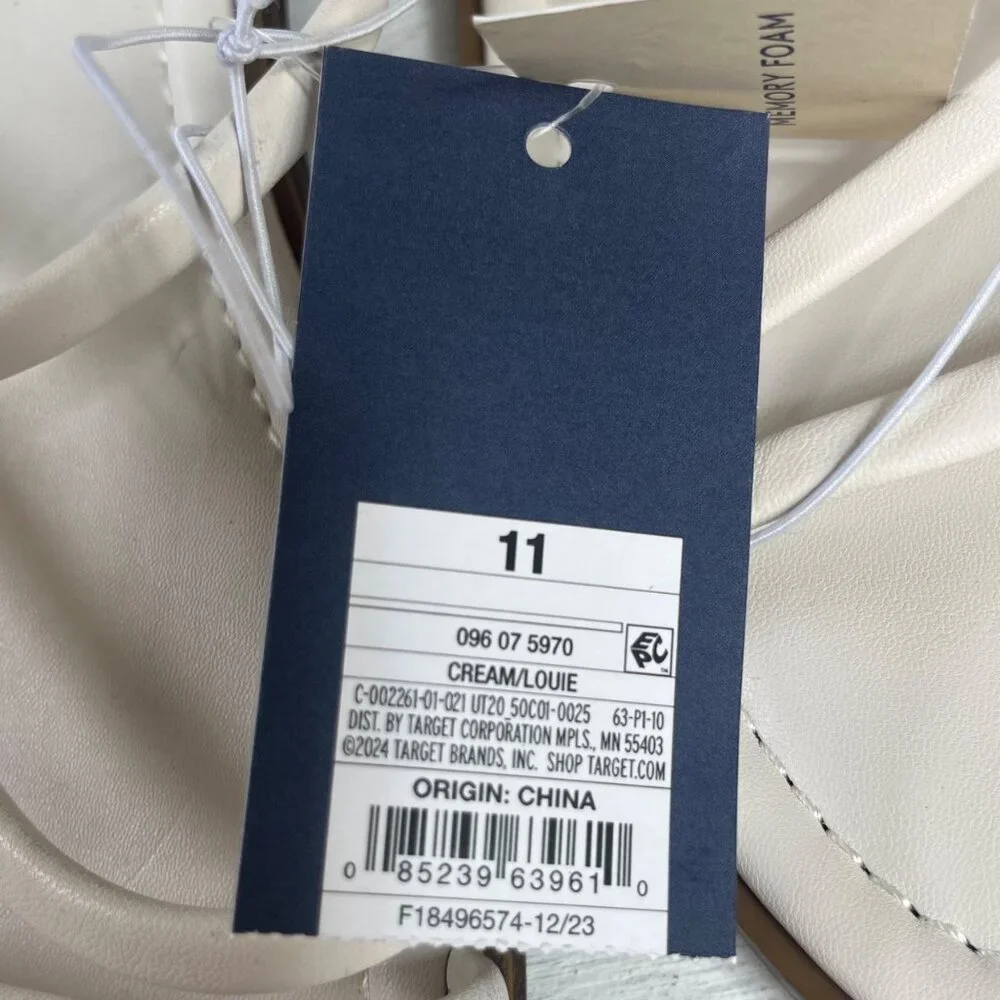 Universal Thread Louie Memory Foam Sandals Womens Cream Size 11 New Strappy - Picture 10 of 11